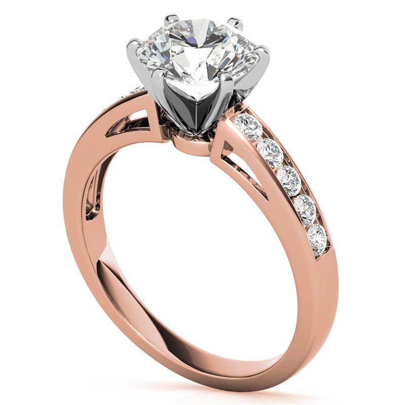 Round Brilliant Moissanite Channel Engagement Ring 0.25ct