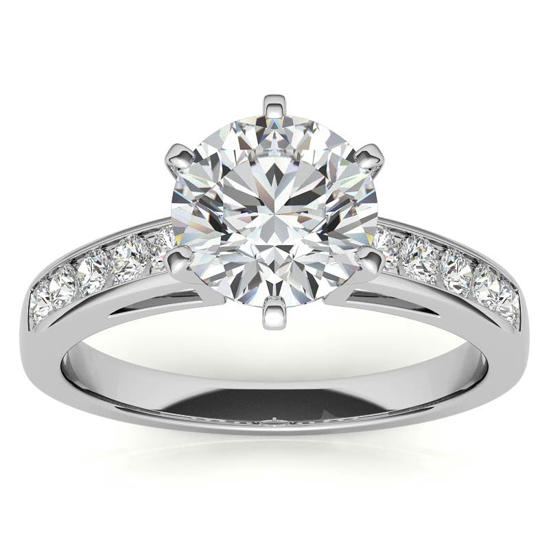 Round Brilliant Moissanite Channel Engagement Ring 0.25ct