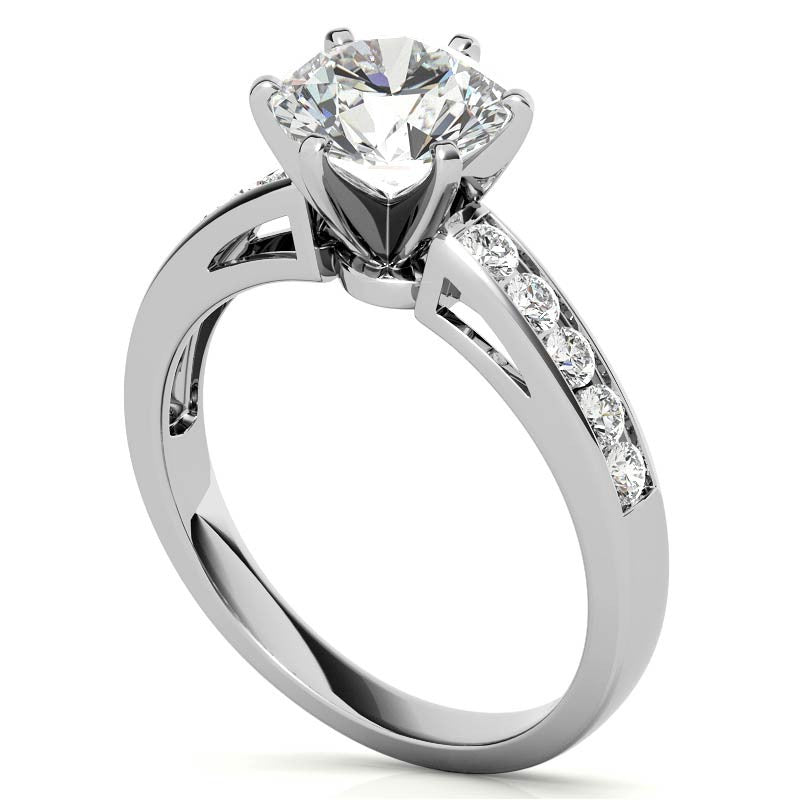 Round Brilliant Moissanite Channel Engagement Ring 0.25ct