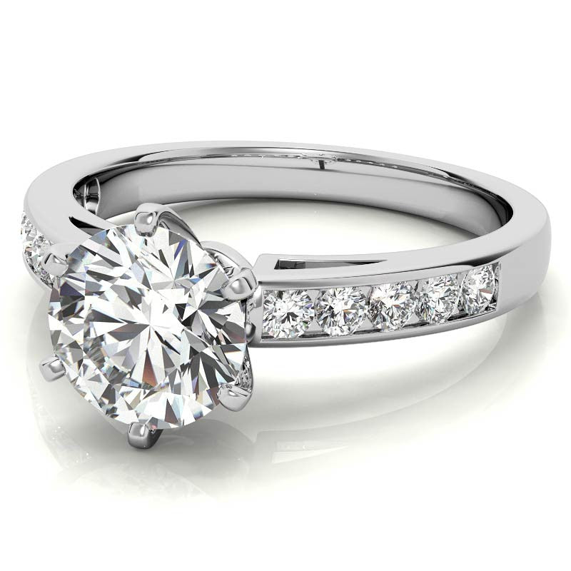 Round Brilliant Moissanite Channel Engagement Ring 0.25ct