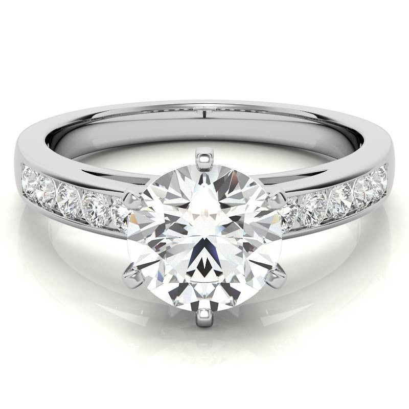 Round Brilliant Moissanite Channel Engagement Ring 0.25ct