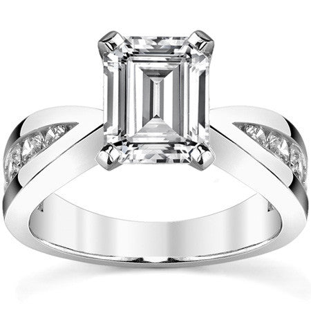 Round Brilliant Moissanite Tapered Channel Engagement Ring