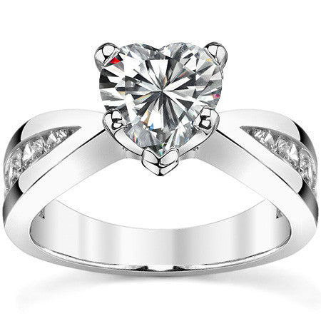 Round Brilliant Moissanite Tapered Channel Engagement Ring