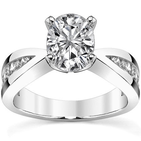 Round Brilliant Moissanite Tapered Channel Engagement Ring