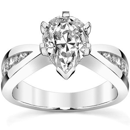 Round Brilliant Moissanite Tapered Channel Engagement Ring