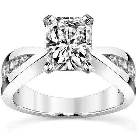 Round Brilliant Moissanite Tapered Channel Engagement Ring