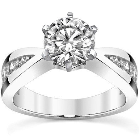 Round Brilliant Moissanite Tapered Channel Engagement Ring