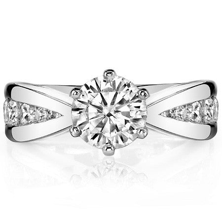 Round Brilliant Moissanite Tapered Channel Engagement Ring