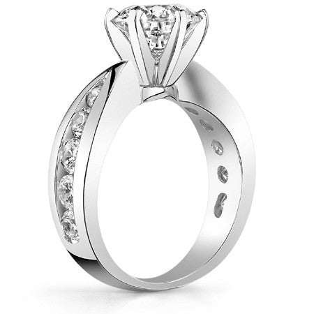 Round Brilliant Moissanite Tapered Channel Engagement Ring