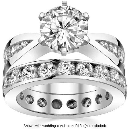 Round Brilliant Moissanite Tapered Channel Engagement Ring