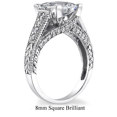 Princess Antique Moissanite Engagement Ring