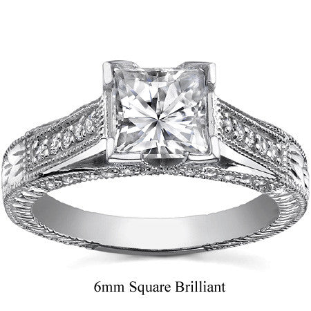 Princess Antique Moissanite Engagement Ring