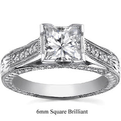 Princess Antique Moissanite Engagement Ring