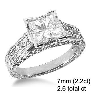 Princess Antique Moissanite Engagement Ring