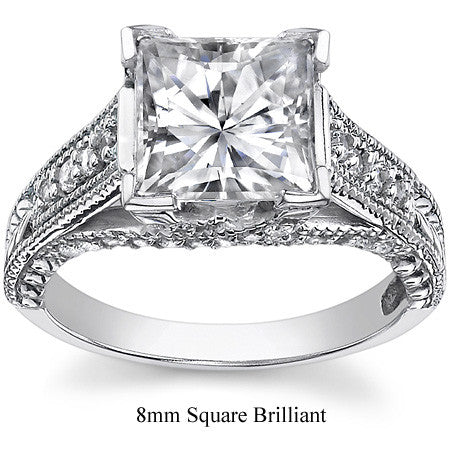 Princess Antique Moissanite Engagement Ring
