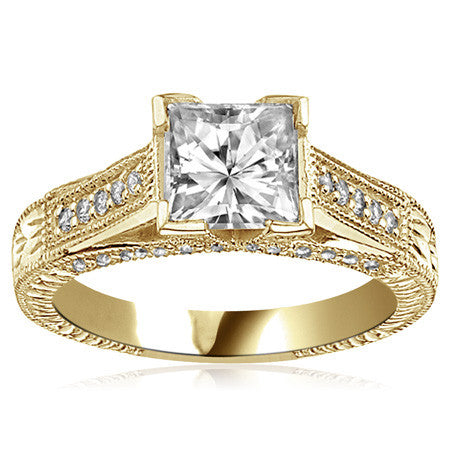 Princess Antique Moissanite Engagement Ring