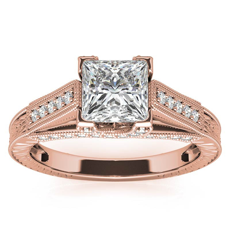 Princess Antique Moissanite Engagement Ring