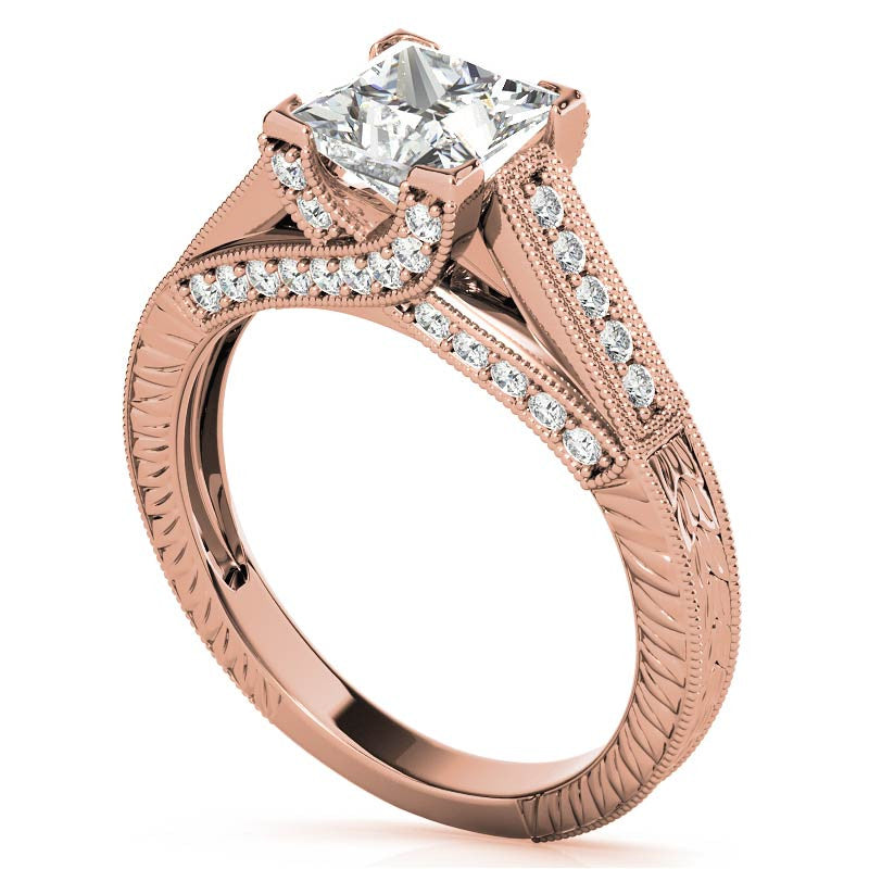 Princess Antique Moissanite Engagement Ring