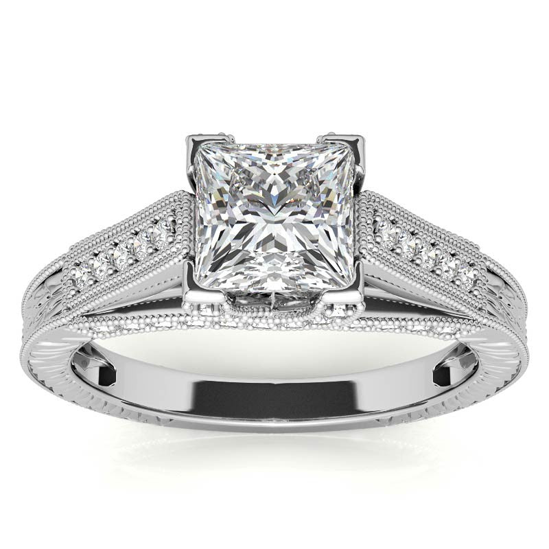 Princess Antique Moissanite Engagement Ring