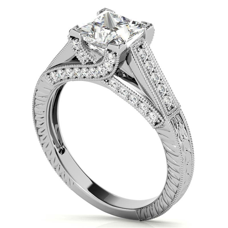 Princess Antique Moissanite Engagement Ring