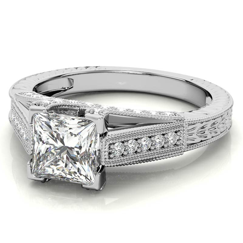 Princess Antique Moissanite Engagement Ring