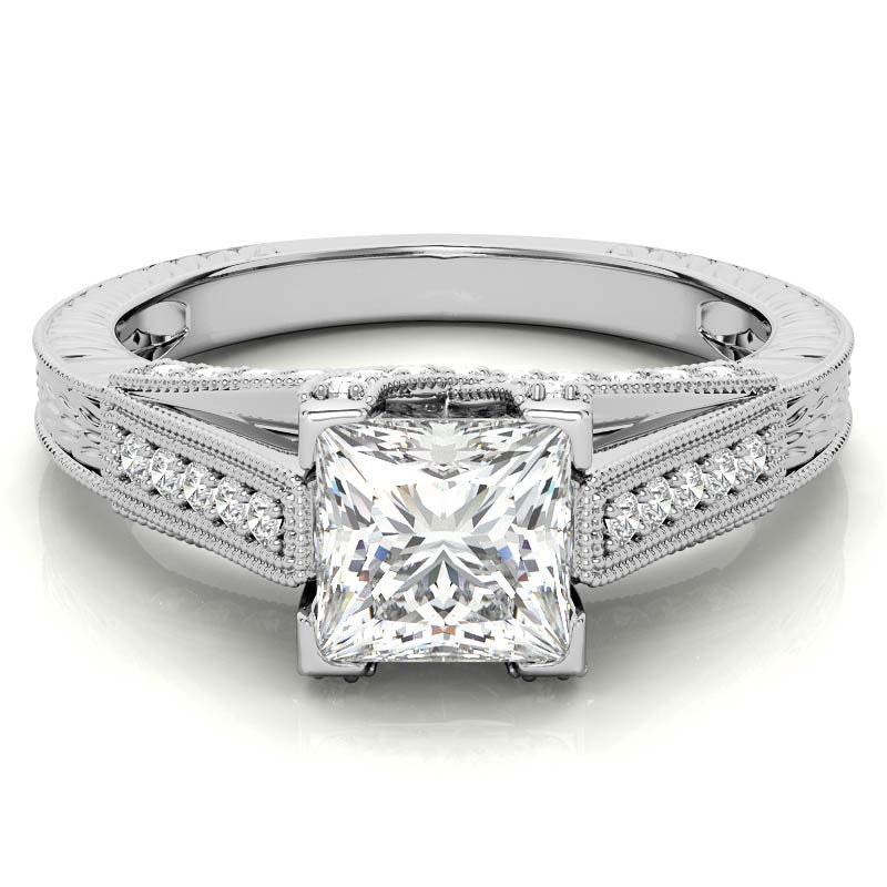 Princess Antique Moissanite Engagement Ring