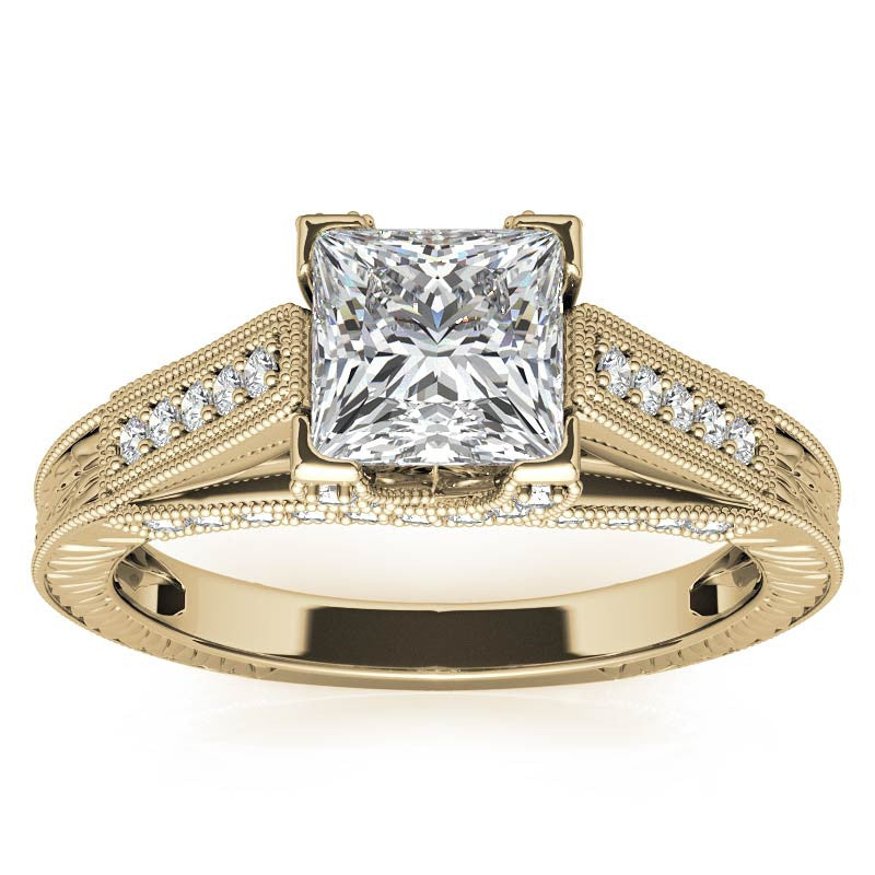 Princess Antique Moissanite Engagement Ring