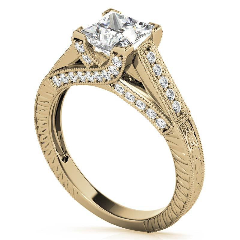 Princess Antique Moissanite Engagement Ring