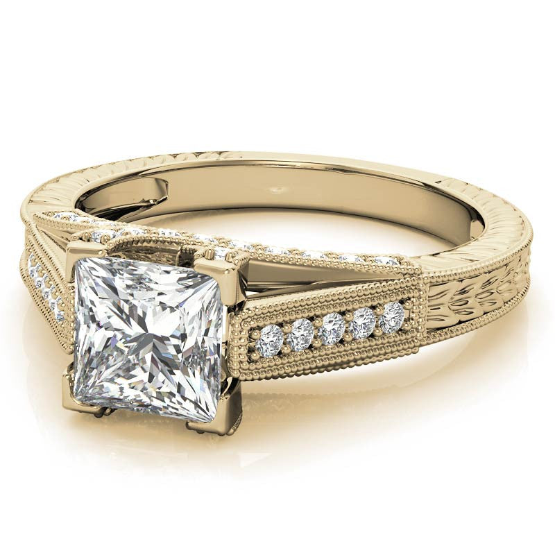 Princess Antique Moissanite Engagement Ring