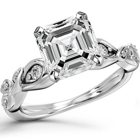 Round Brilliant Moissanite Floral Engagement Ring
