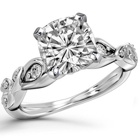 Round Brilliant Moissanite Floral Engagement Ring