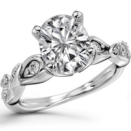 Round Brilliant Moissanite Floral Engagement Ring