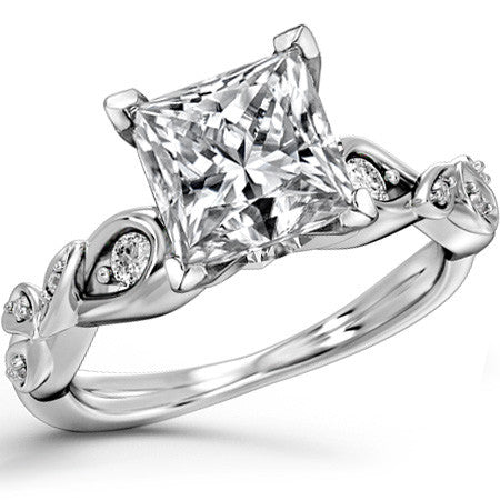 Round Brilliant Moissanite Floral Engagement Ring