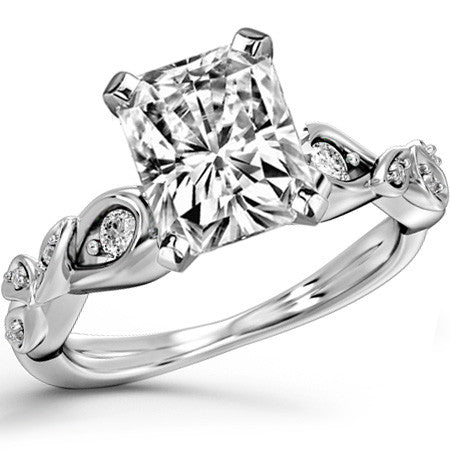 Round Brilliant Moissanite Floral Engagement Ring