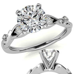 Round Brilliant Moissanite Floral Engagement Ring