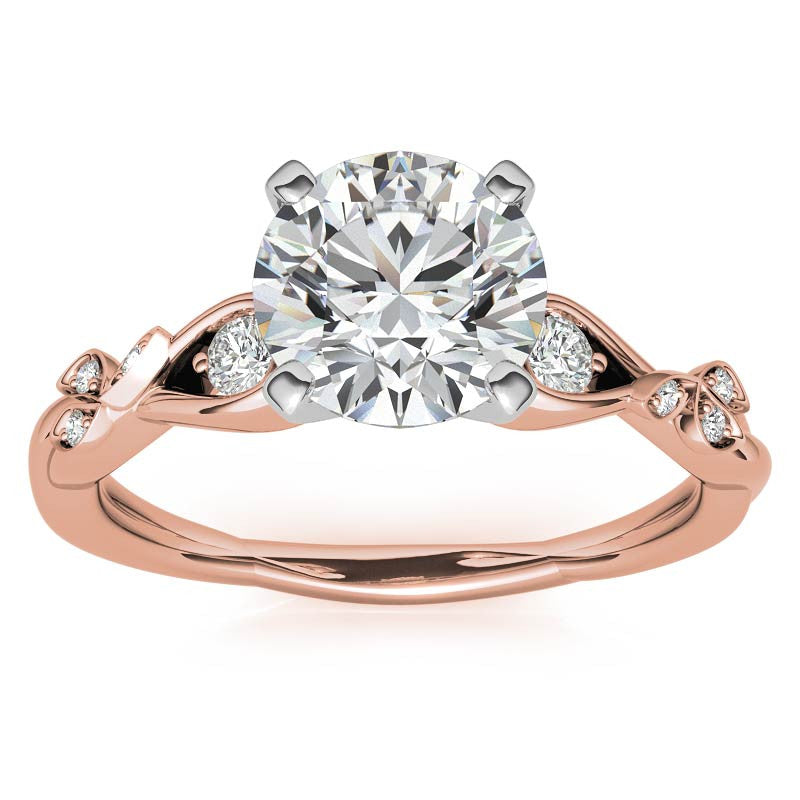 Round Brilliant Moissanite Floral Engagement Ring