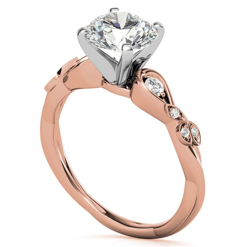 Round Brilliant Moissanite Floral Engagement Ring