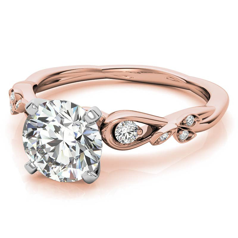 Round Brilliant Moissanite Floral Engagement Ring