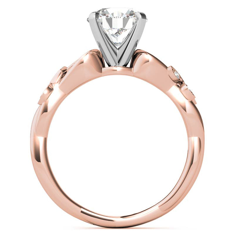 Round Brilliant Moissanite Floral Engagement Ring
