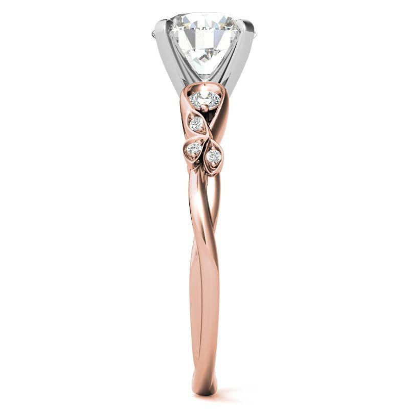 Round Brilliant Moissanite Floral Engagement Ring