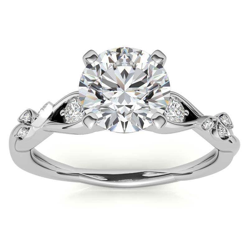 Round Brilliant Moissanite Floral Engagement Ring
