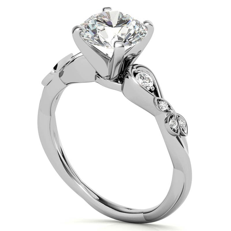Round Brilliant Moissanite Floral Engagement Ring
