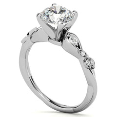 Round Brilliant Moissanite Floral Engagement Ring