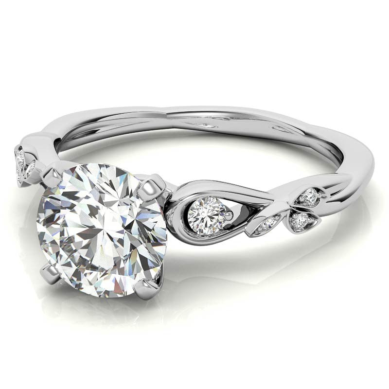 Round Brilliant Moissanite Floral Engagement Ring