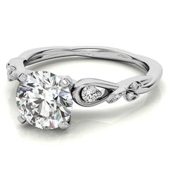 Round Brilliant Moissanite Floral Engagement Ring
