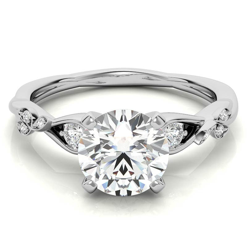 Round Brilliant Moissanite Floral Engagement Ring
