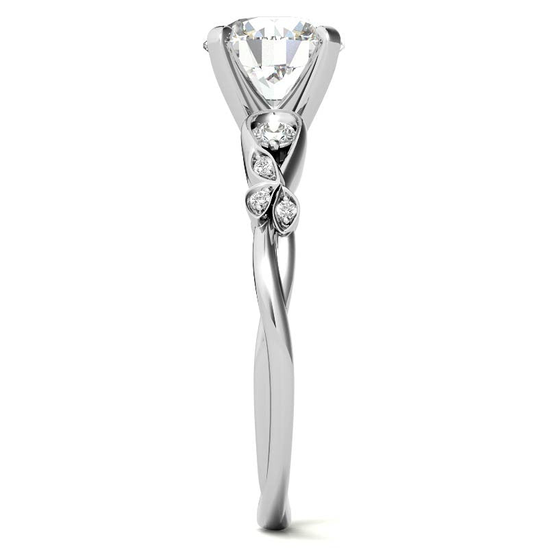 Round Brilliant Moissanite Floral Engagement Ring