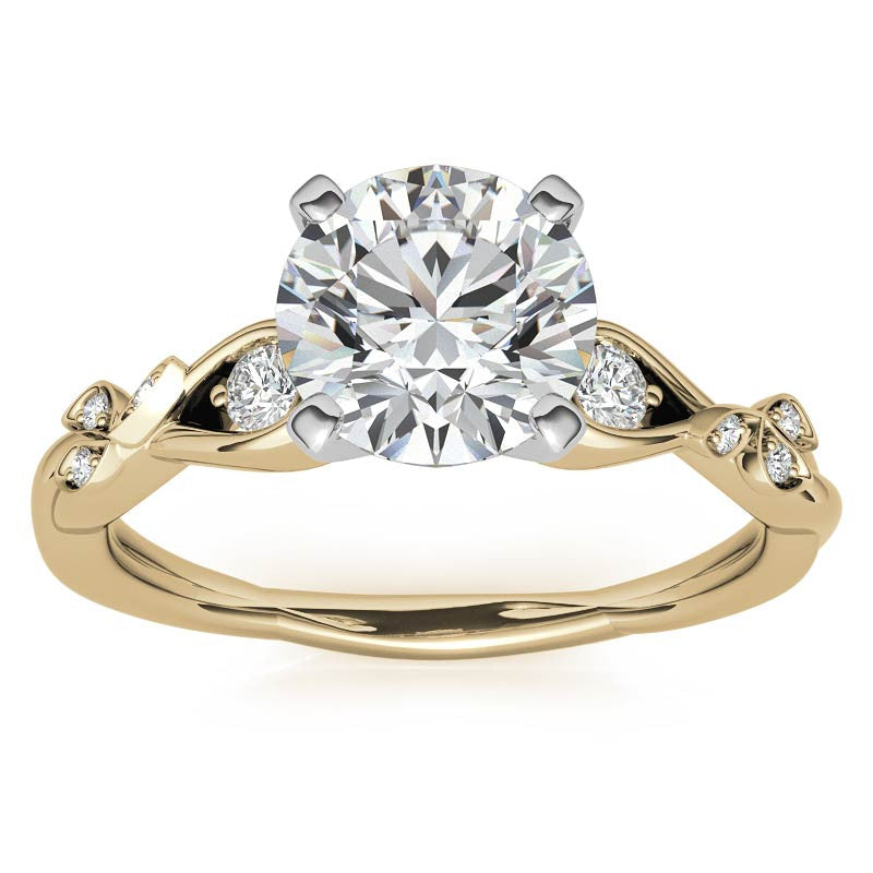 Round Brilliant Moissanite Floral Engagement Ring