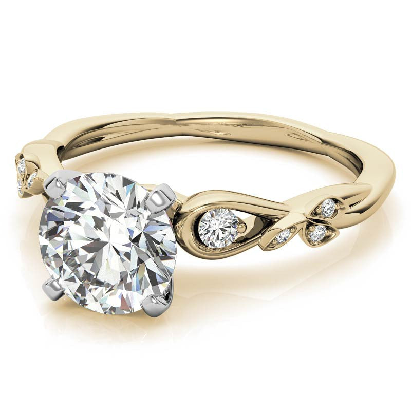 Round Brilliant Moissanite Floral Engagement Ring