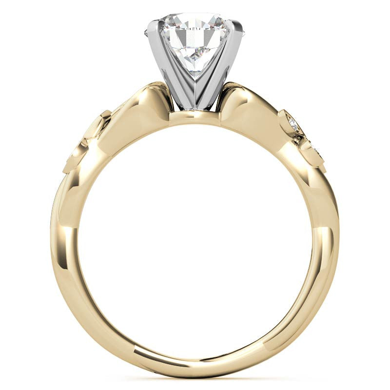 Round Brilliant Moissanite Floral Engagement Ring